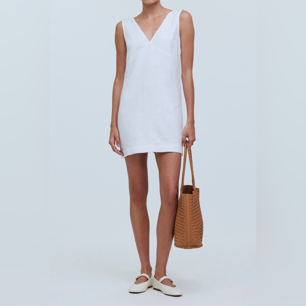 Madewell Linen Minidress. White, small.